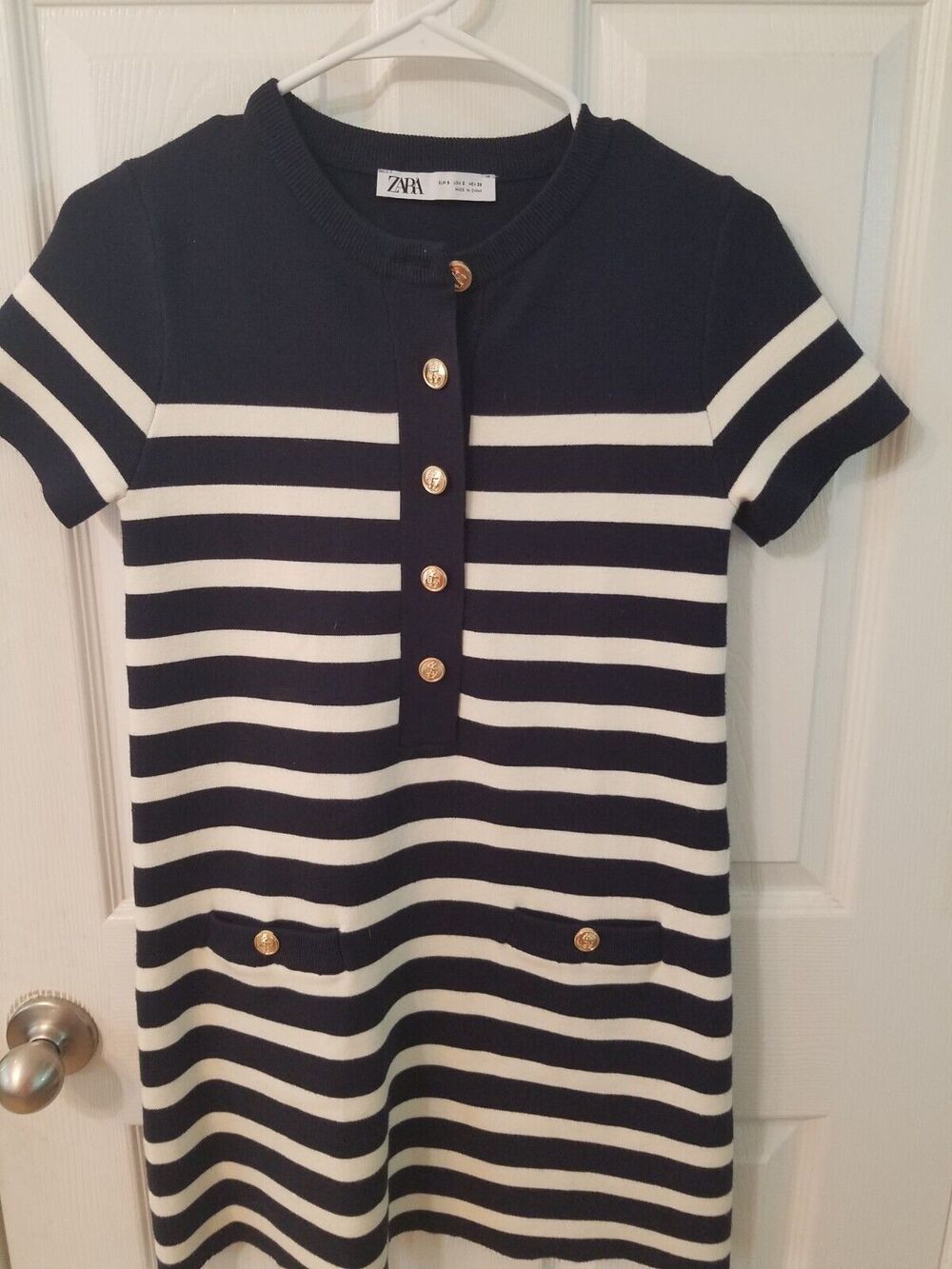 Zara Women's Blue Striped Knit Mini Dress Size Small